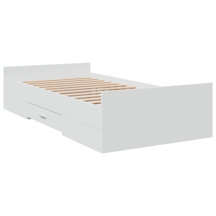 Cadru de pat cu sertare, alb, 100x200 cm, lemn prelucrat WALTI