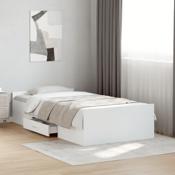 Cadru de pat cu sertare, alb, 100x200 cm, lemn prelucrat WALTI