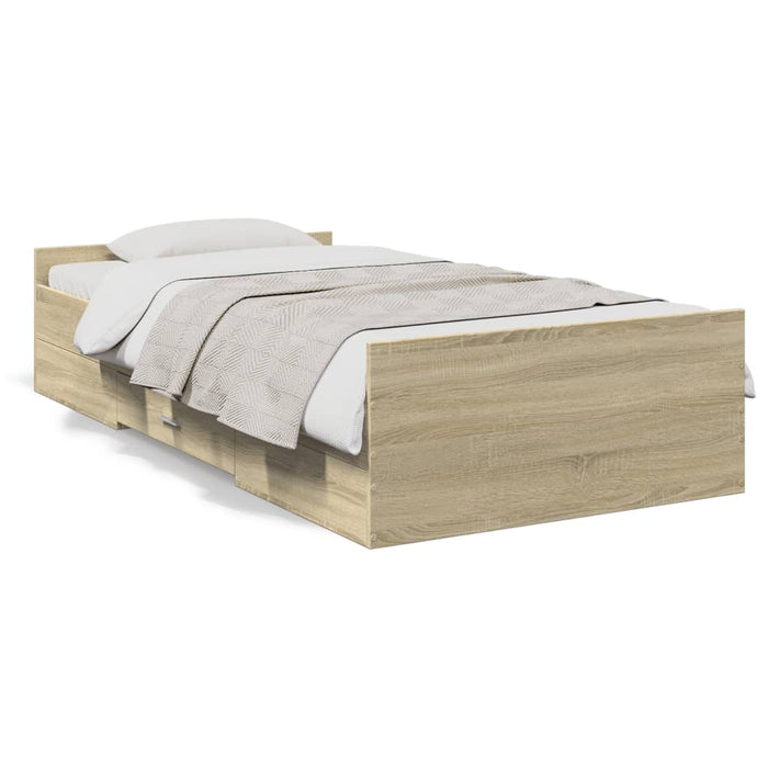 Cadru de pat cu sertare stejar sonoma 90x190 cm lemn prelucrat WALTI
