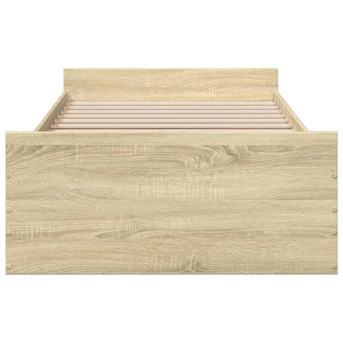 Cadru de pat cu sertare stejar sonoma 90x190 cm lemn prelucrat WALTI