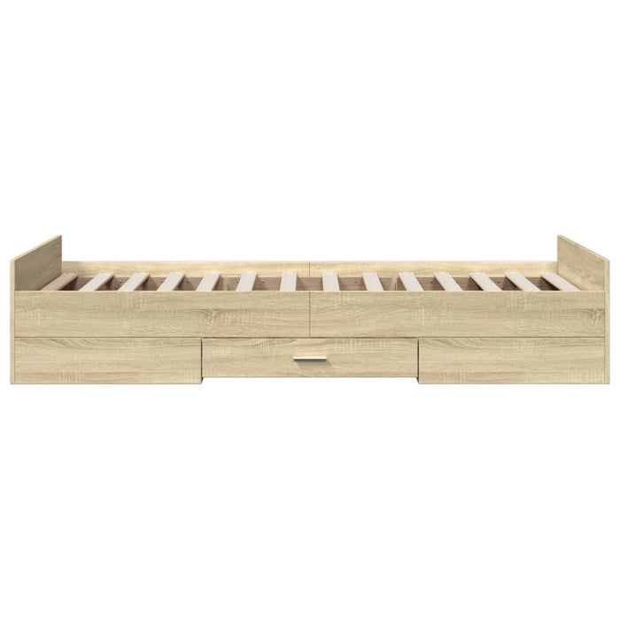 Cadru de pat cu sertare stejar sonoma 90x190 cm lemn prelucrat WALTI
