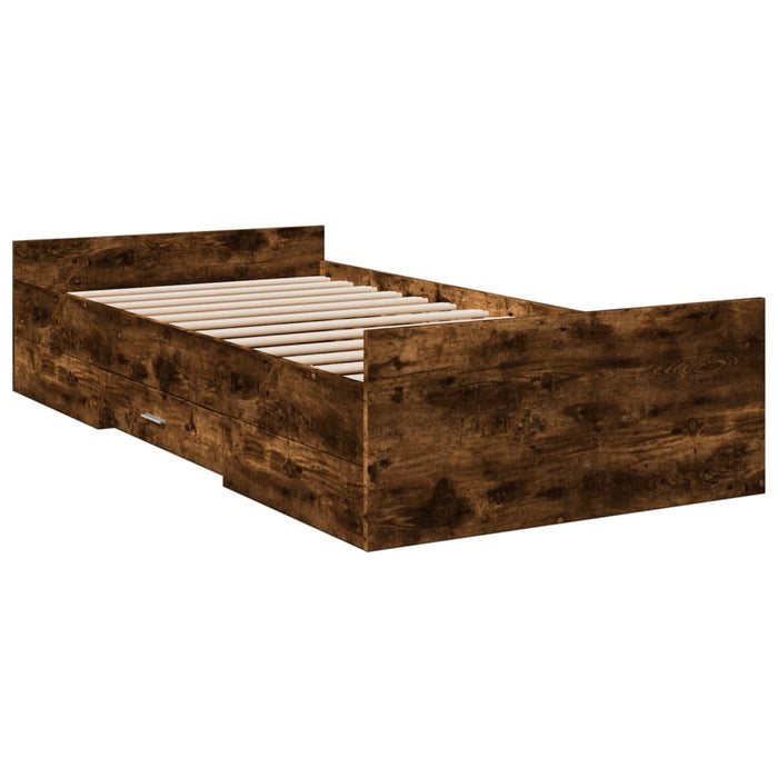 Cadru de pat cu sertare stejar fumuriu 90x190 cm lemn prelucrat WALTI