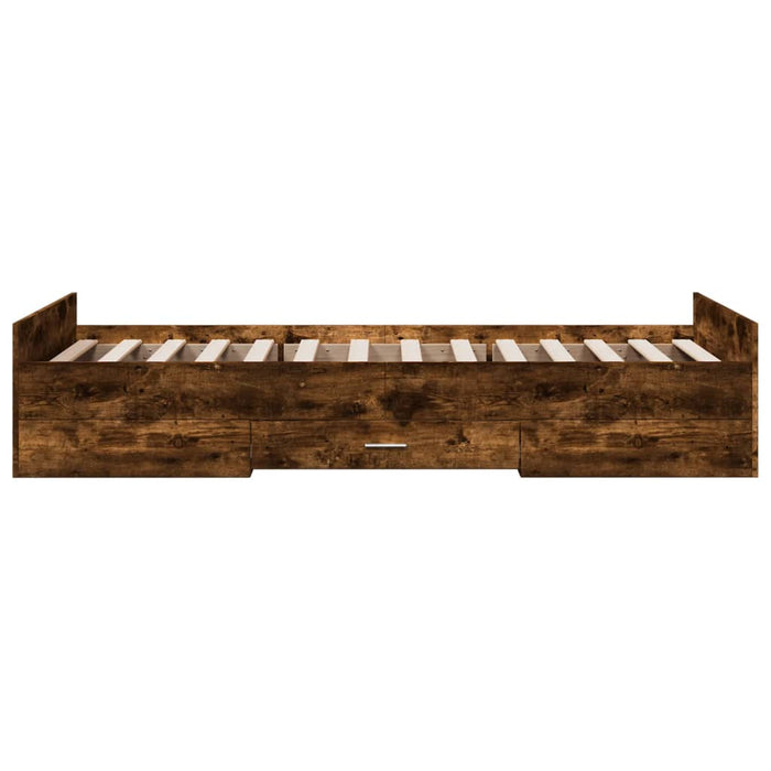 Cadru de pat cu sertare stejar fumuriu 90x190 cm lemn prelucrat WALTI