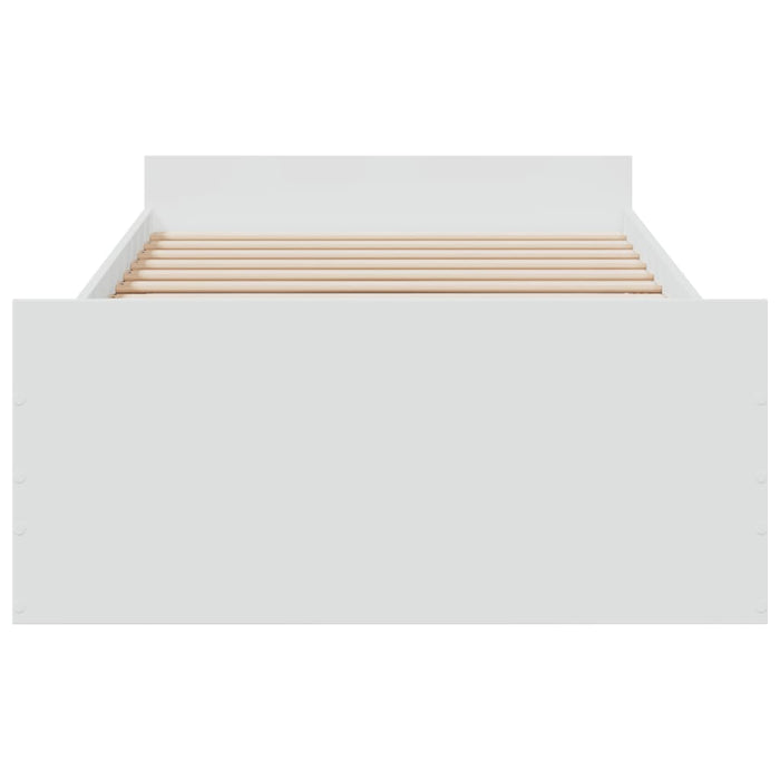 Cadru de pat cu sertare, alb, 75x190 cm, lemn prelucrat WALTI