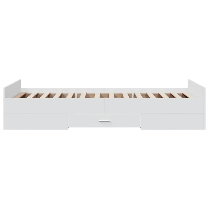 Cadru de pat cu sertare, alb, 75x190 cm, lemn prelucrat WALTI