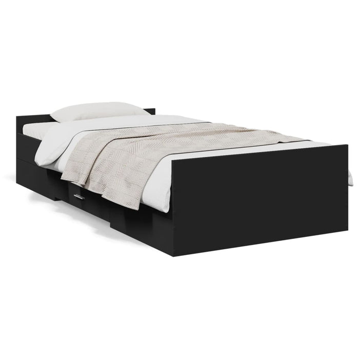 Cadru de pat cu sertare, negru, 75x190 cm, lemn prelucrat - WALTI WALTI