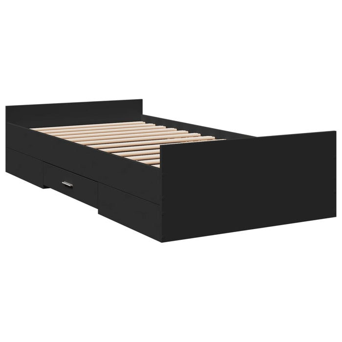 Cadru de pat cu sertare, negru, 75x190 cm, lemn prelucrat - WALTI WALTI