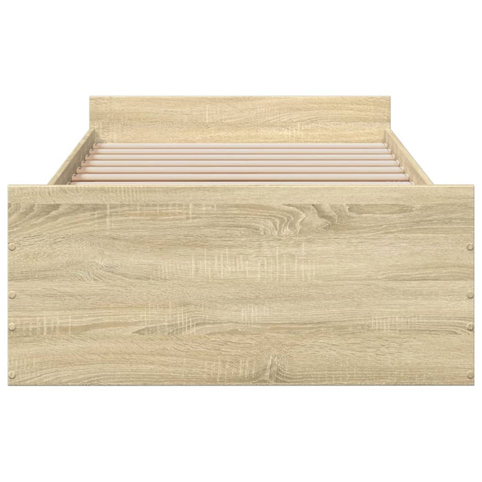 Cadru de pat cu sertare stejar sonoma 75x190 cm lemn prelucrat - WALTI WALTI