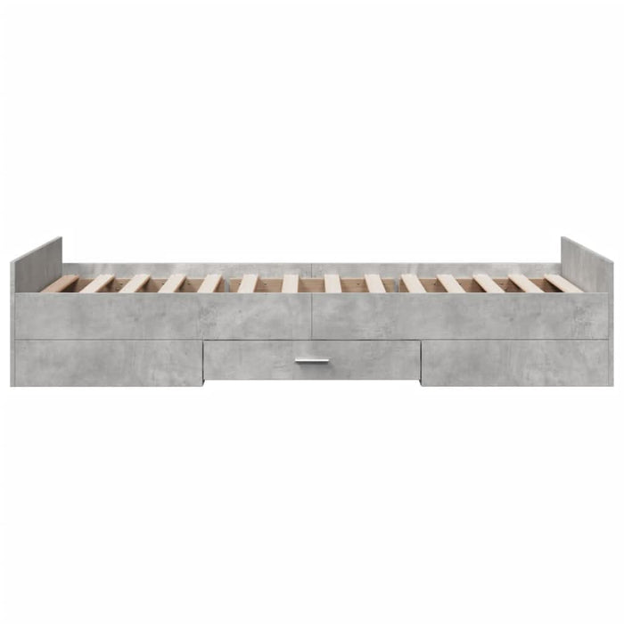 Cadru de pat cu sertare, gri beton, 75x190 cm, lemn prelucrat - WALTI WALTI