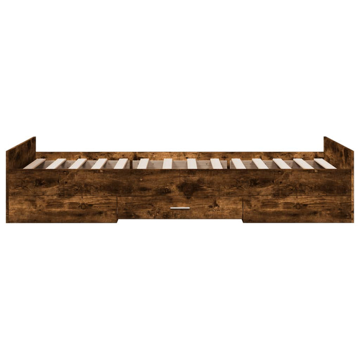 Cadru de pat cu sertare stejar fumuriu 75x190 cm lemn prelucrat - WALTI WALTI