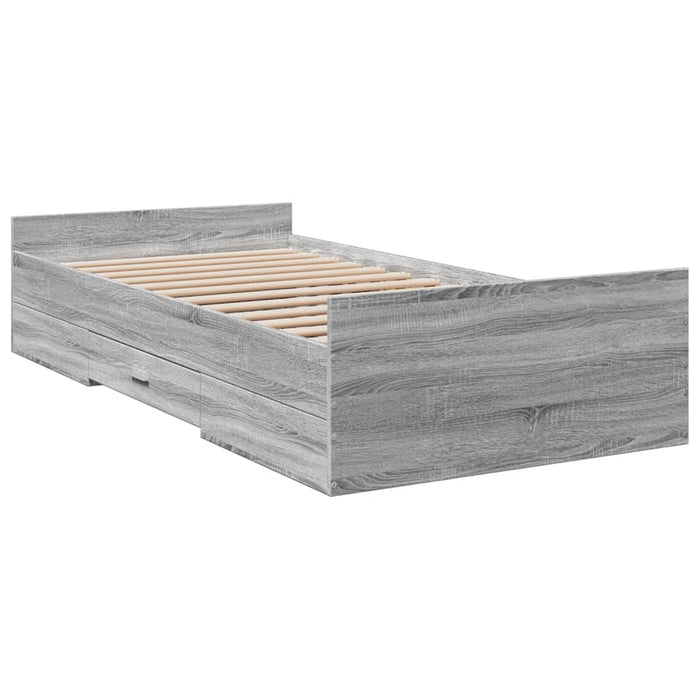Cadru de pat cu sertare gri sonoma 75x190 cm lemn prelucrat - WALTI WALTI