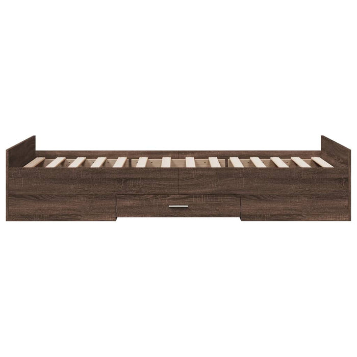 Cadru de pat cu sertare stejar maro 75x190 cm lemn prelucrat - WALTI WALTI