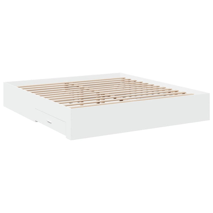 Cadru de pat cu sertare alb 200x200 cm lemn prelucrat WALTI