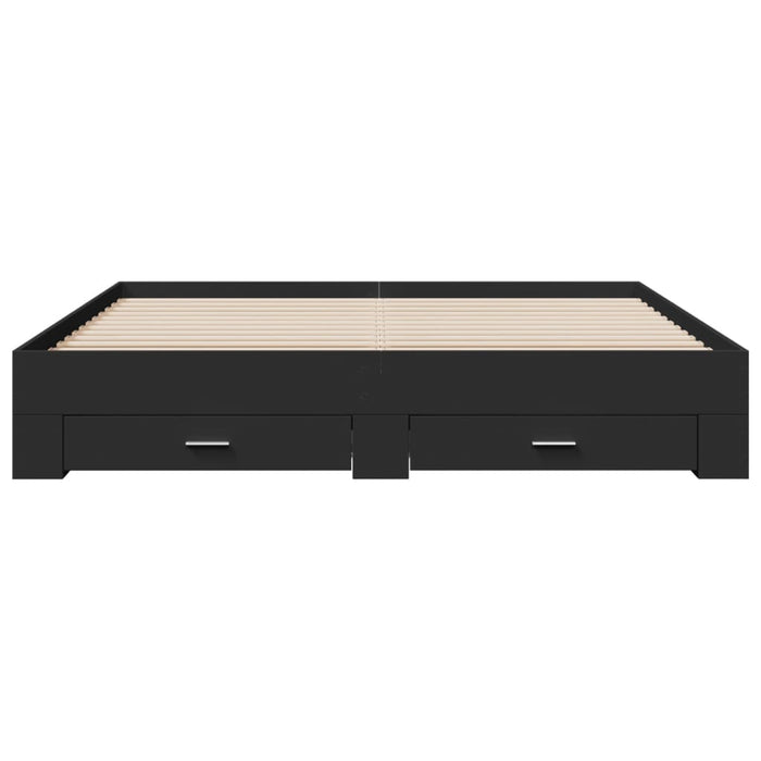 Cadru de pat cu sertare negru 200x200 cm lemn prelucrat WALTI