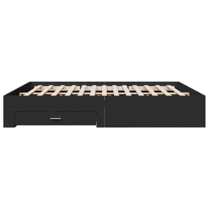 Cadru de pat cu sertare negru 200x200 cm lemn prelucrat WALTI