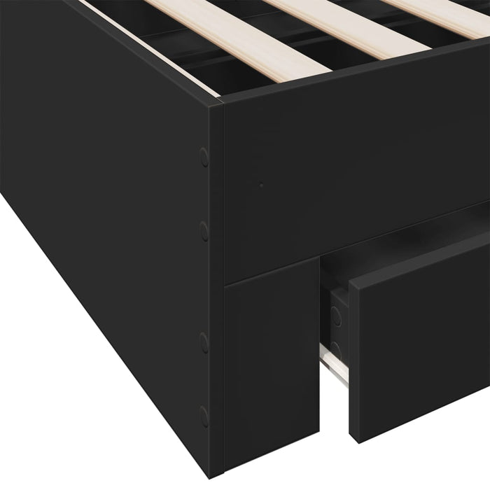 Cadru de pat cu sertare negru 200x200 cm lemn prelucrat WALTI