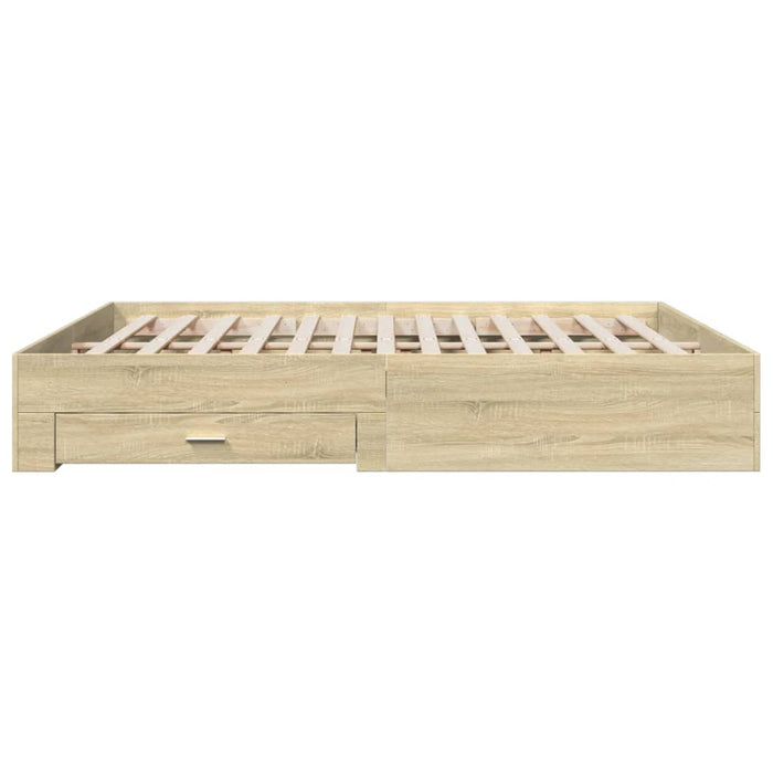 Cadru de pat cu sertare stejar sonoma 200x200 cm lemn prelucrat WALTI