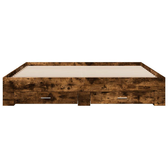 Cadru de pat cu sertare stejar fumuriu 200x200cm lemn prelucrat - WALTI WALTI