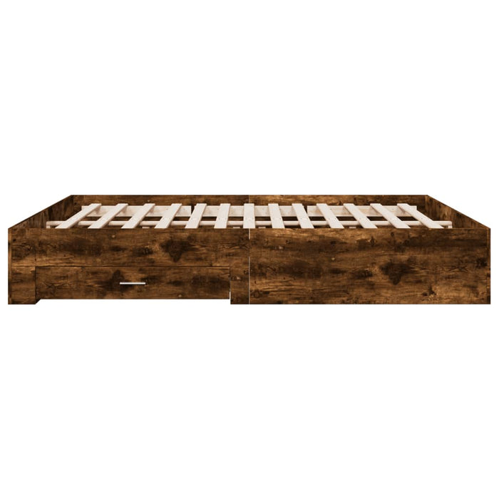 Cadru de pat cu sertare stejar fumuriu 200x200cm lemn prelucrat - WALTI WALTI