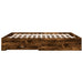 Cadru de pat cu sertare stejar fumuriu 200x200cm lemn prelucrat - WALTI WALTI
