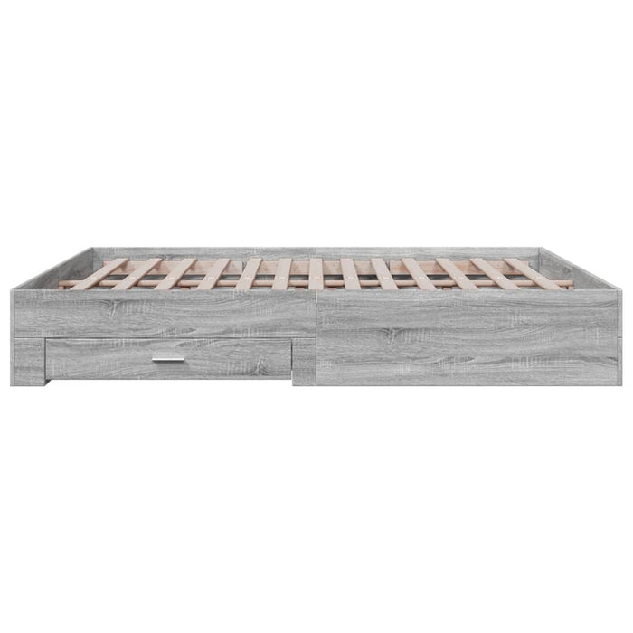 Cadru de pat cu sertare gri sonoma 200x200 cm lemn prelucrat - WALTI WALTI