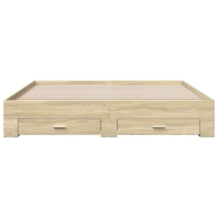 Cadru de pat cu sertare stejar sonoma 180x200 cm lemn prelucrat - WALTI WALTI