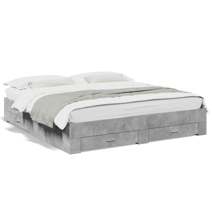 Cadru de pat cu sertare, gri beton, 180x200 cm, lemn prelucrat WALTI
