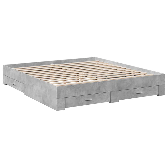Cadru de pat cu sertare, gri beton, 180x200 cm, lemn prelucrat WALTI