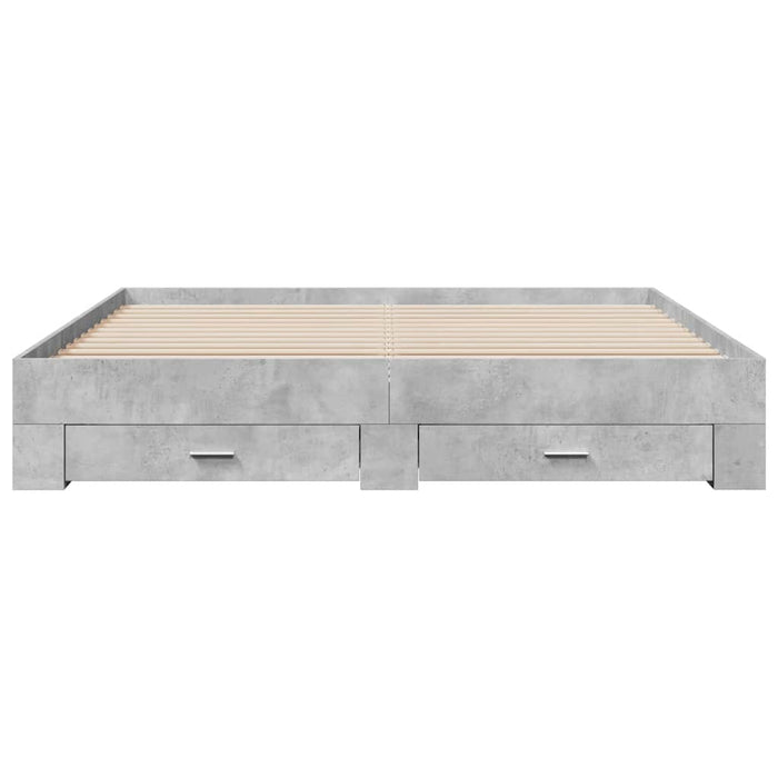 Cadru de pat cu sertare, gri beton, 180x200 cm, lemn prelucrat WALTI