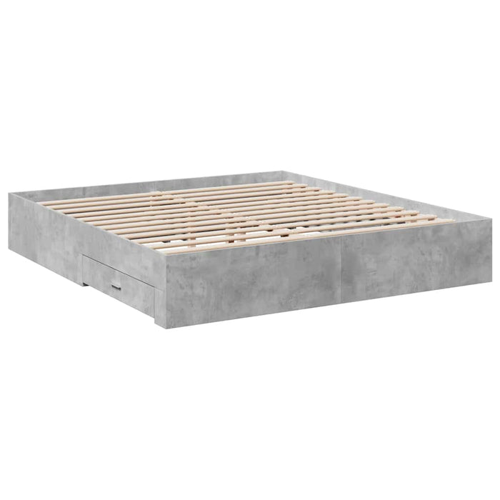 Cadru de pat cu sertare, gri beton, 180x200 cm, lemn prelucrat WALTI