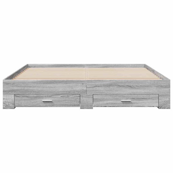 Cadru de pat cu sertare gri sonoma 180x200 cm lemn prelucrat - WALTI WALTI