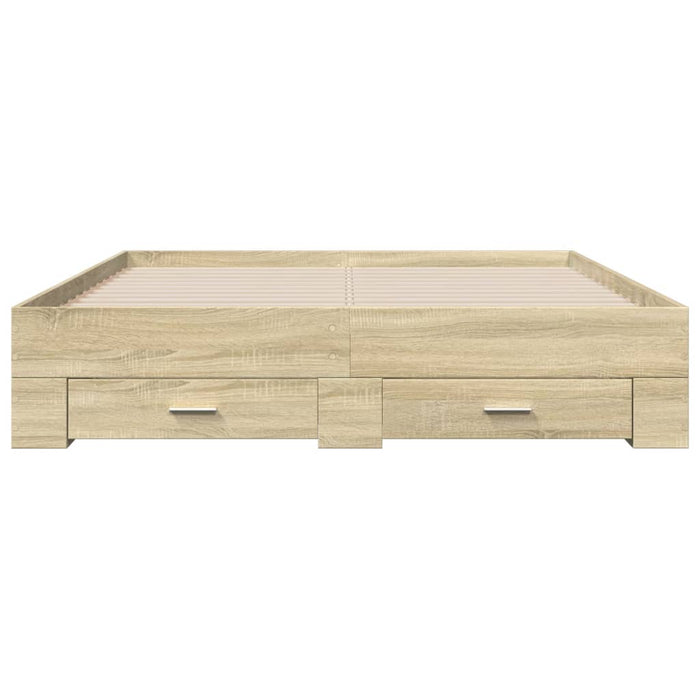 Cadru de pat cu sertare stejar sonoma 160x200 cm lemn prelucrat WALTI