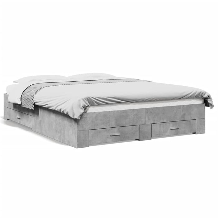 Cadru de pat cu sertare, gri beton, 160x200 cm, lemn prelucrat - WALTI WALTI