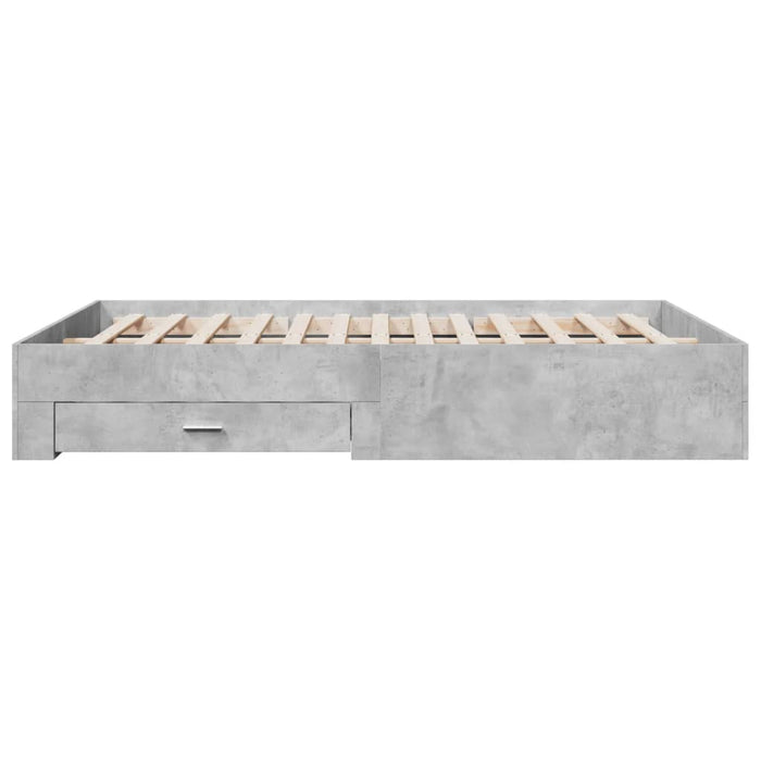 Cadru de pat cu sertare, gri beton, 160x200 cm, lemn prelucrat - WALTI WALTI