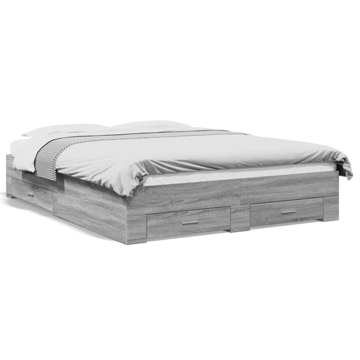 Cadru de pat cu sertare, gri sonoma, 160x200 cm lemn prelucrat - WALTI WALTI