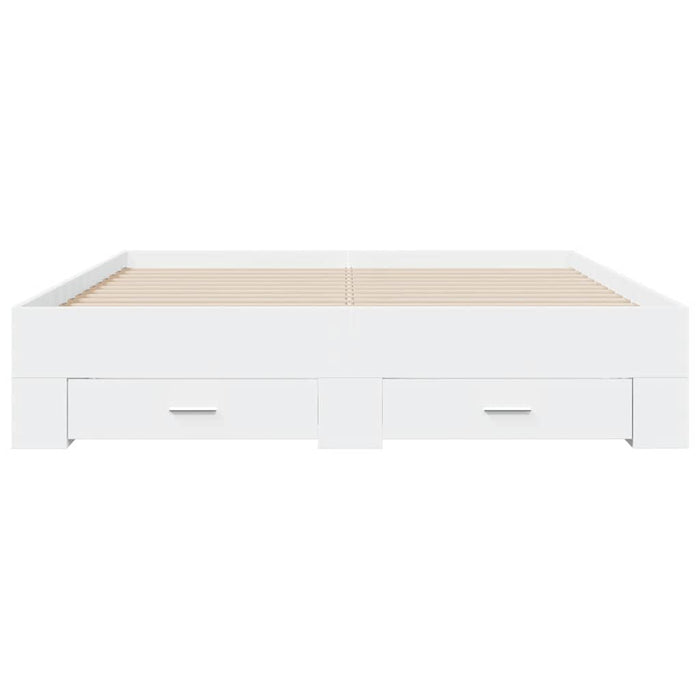 Cadru pat cu sertare alb extralucios 150x200 cm, lemn prelucrat - WALTI WALTI