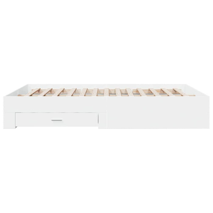 Cadru pat cu sertare alb extralucios 150x200 cm, lemn prelucrat - WALTI WALTI
