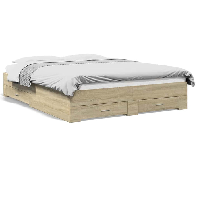 Cadru de pat cu sertare stejar sonoma 150x200 cm lemn prelucrat - WALTI WALTI