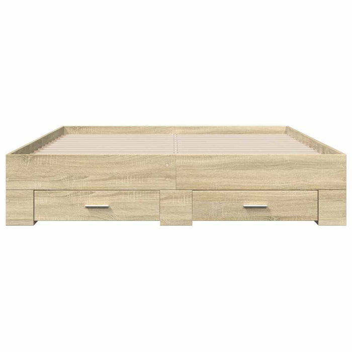 Cadru de pat cu sertare stejar sonoma 150x200 cm lemn prelucrat - WALTI WALTI