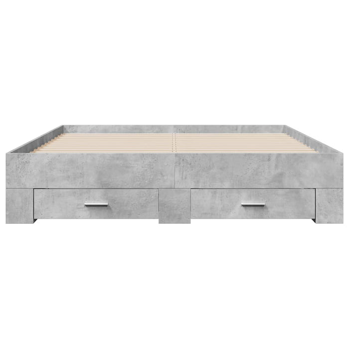Cadru de pat cu sertare, gri beton, 150x200 cm, lemn prelucrat - WALTI WALTI