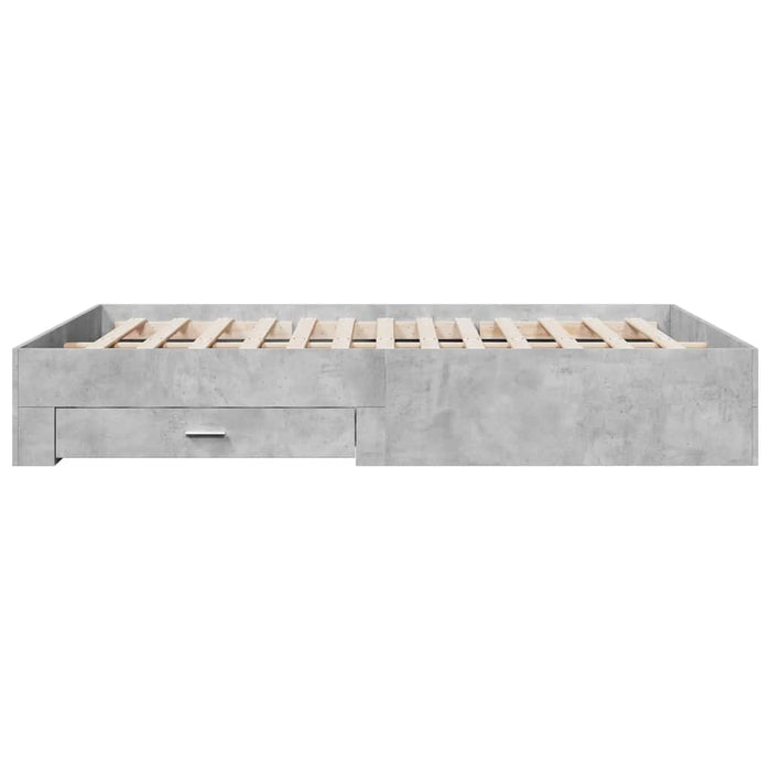 Cadru de pat cu sertare, gri beton, 150x200 cm, lemn prelucrat - WALTI WALTI