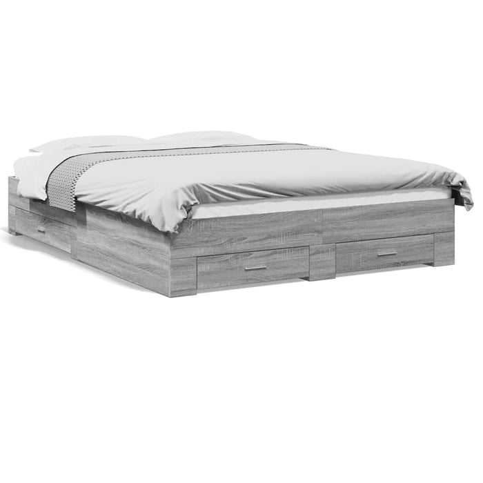 Cadru de pat cu sertare gri sonoma 150x200 cm lemn prelucrat - WALTI WALTI