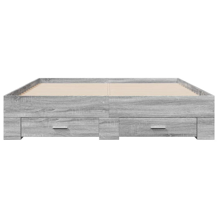 Cadru de pat cu sertare gri sonoma 150x200 cm lemn prelucrat - WALTI WALTI