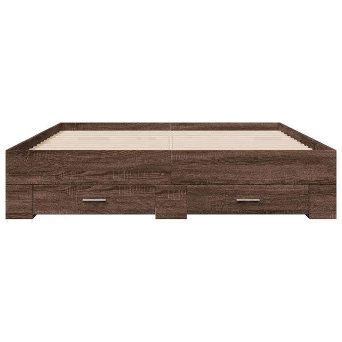 Cadru de pat cu sertare, stejar maro, 150x200 cm lemn prelucrat WALTI