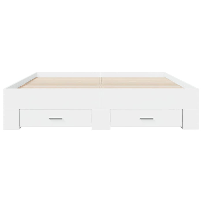 Cadru pat cu sertare alb extralucios 140x200 cm, lemn prelucrat WALTI