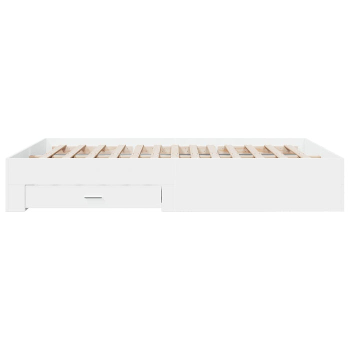 Cadru pat cu sertare alb extralucios 140x200 cm, lemn prelucrat WALTI