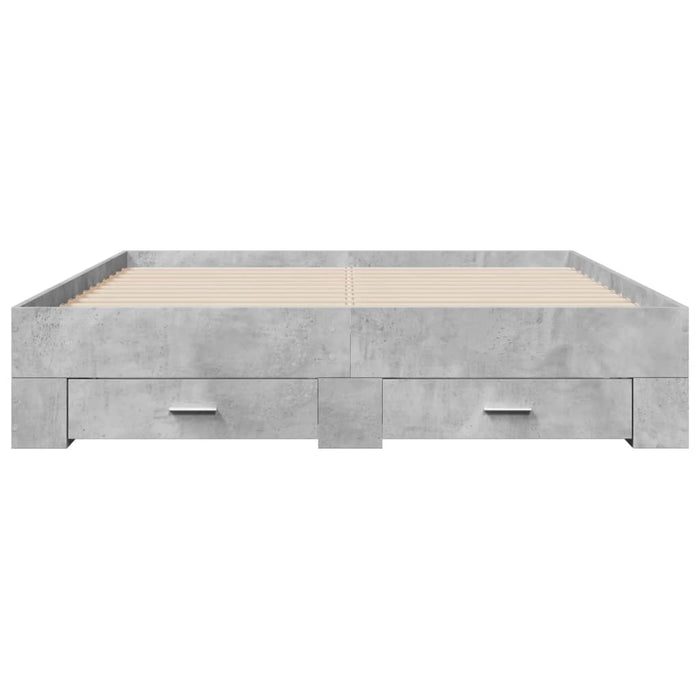 Cadru de pat cu sertare, gri beton, 140x200 cm, lemn prelucrat - WALTI WALTI