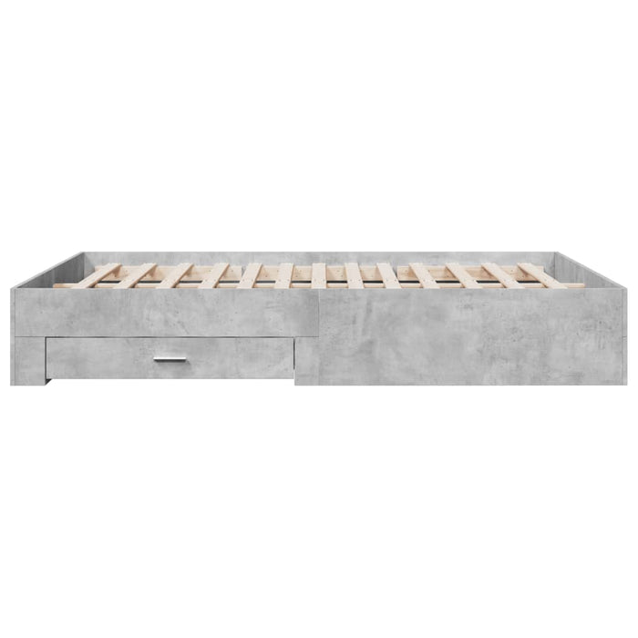 Cadru de pat cu sertare, gri beton, 140x200 cm, lemn prelucrat - WALTI WALTI