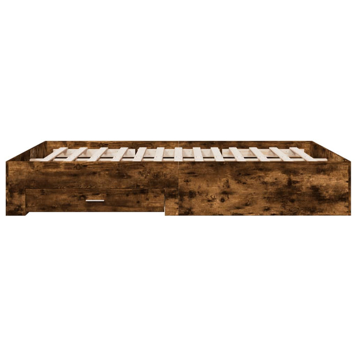 Cadru pat cu sertare stejar fumuriu 140x200 cm lemn prelucrat WALTI