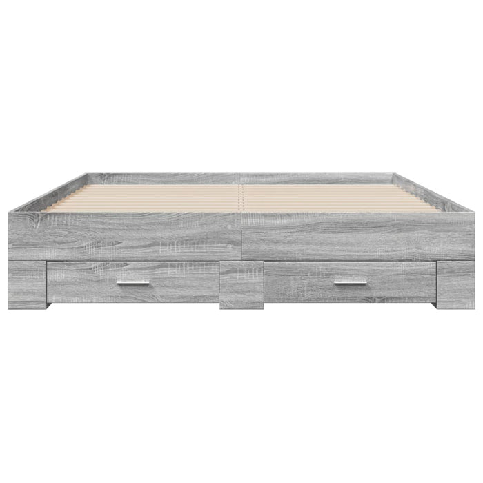 Cadru de pat cu sertare gri sonoma 140x200 cm lemn prelucrat WALTI